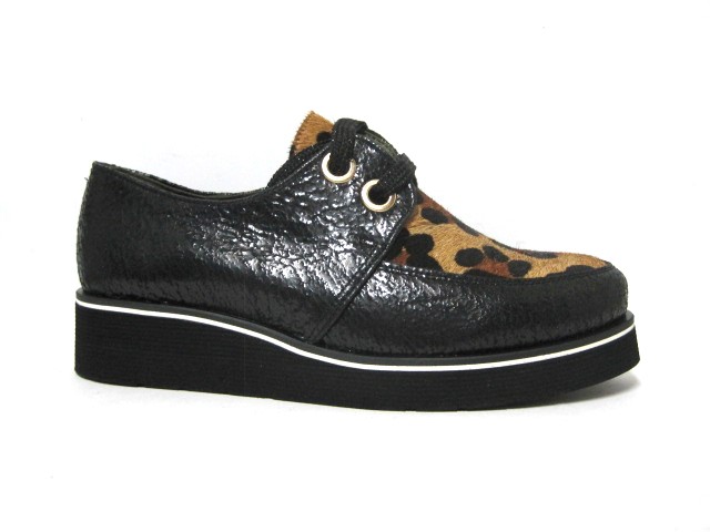 ZAPATO CORDON POTRO LEOPARDO NEGRO