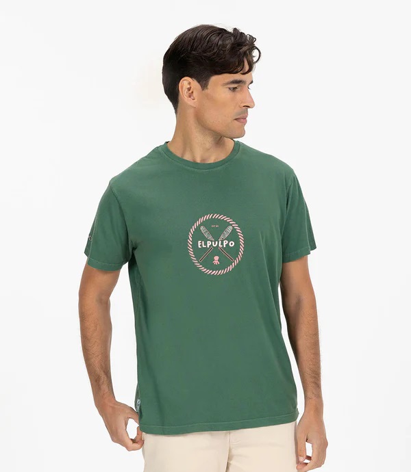 CAMISETA  EL PULPO ESTAMPADO RELIEVE REMOS VERDE INGLES